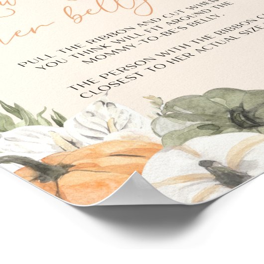 Pompoen Baby shower Hoe groot is haar buikteken Poster (Hoek)