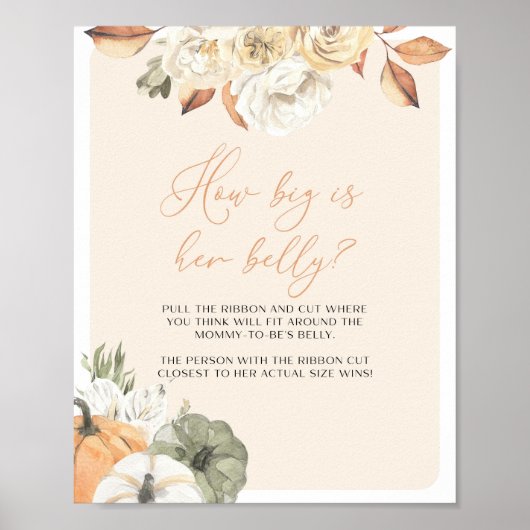 Pompoen Baby shower Hoe groot is haar buikteken Poster (Voorkant)
