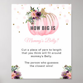Pompoen Baby shower Hoe groot is mama's buik spel Poster