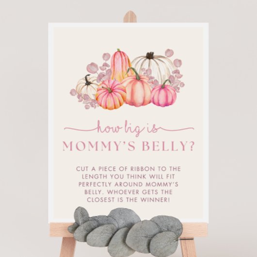 Pompoen Baby shower Hoe groot is mama's buikteken Poster