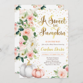 Pompoen Baby shower Invitation Blush Roze En Goud Kaart