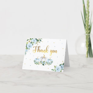 Pompoen Baby shower Jongen Herfst Blauw Pompoen Bedankkaart