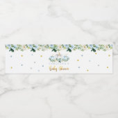 Pompoen Baby shower Jongen Herfst Blauw Pompoen Waterfles Etiket (Enkel label)