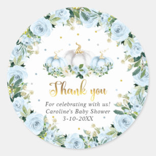 Pompoen Baby shower Jongen Herfst Pompoen Favor Ronde Sticker