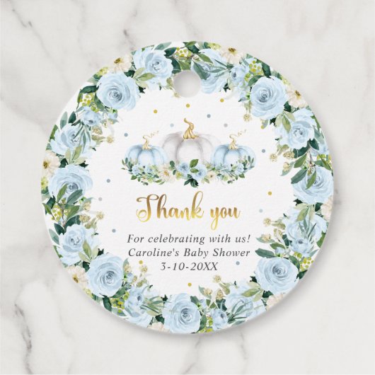 Pompoen Baby shower Jongen Herfst Pompoen Gift Bedankjes Labels (Achterkant)