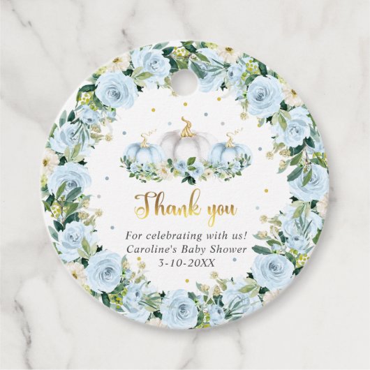 Pompoen Baby shower Jongen Herfst Pompoen Gift Bedankjes Labels (Voorkant)