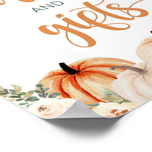 Pompoen Baby shower Kaart en Geschenken Teken Poster (Hoek)