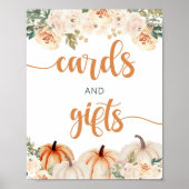 Pompoen Baby shower Kaart en Geschenken Teken Poster (Voorkant)