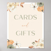 Pompoen Baby shower Kaart en Geschenken Teken Poster (Voorkant)