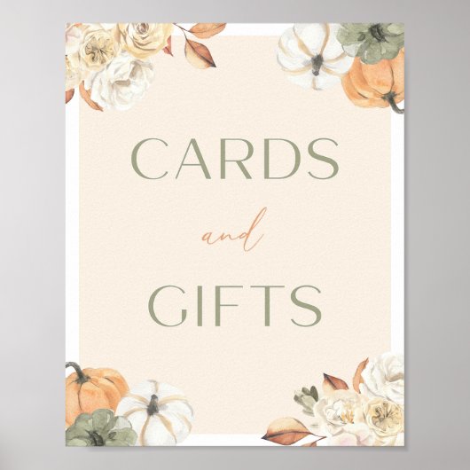 Pompoen Baby shower Kaart en Geschenken Teken Poster (Voorkant)