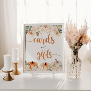 Pompoen Baby shower Kaart en Geschenken Teken Poster