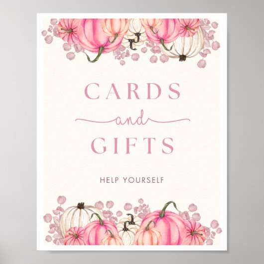 Pompoen Baby shower Kaarten & Geschenken Teken Poster (Voorkant)