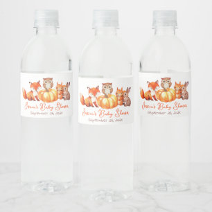 Pompoen Baby Shower Knuffige Dieren Herfst Waterve Waterfles Etiket