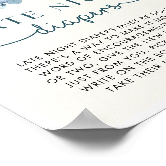 Pompoen Baby Shower Late Night Luiers Bord Poster (Hoek)