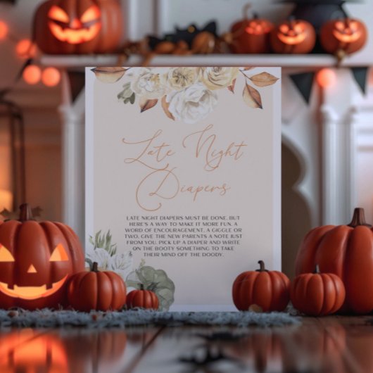 Pompoen Baby shower Late Night Luiers Poster