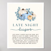 Pompoen Baby shower Late Night Luiers Teken Poster (Voorkant)