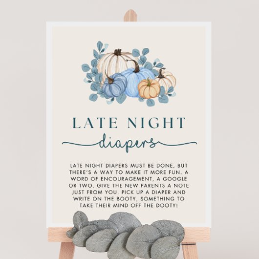 Pompoen Baby shower Late Night Luiers Teken Poster