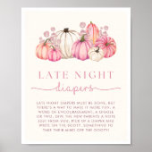 Pompoen Baby shower Late Night Luiers Teken Poster (Voorkant)