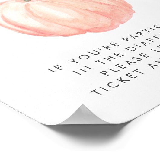 Pompoen Baby shower Luier Raffle Drop Off Teken Poster (Hoek)