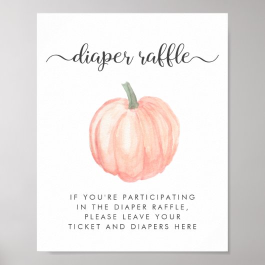 Pompoen Baby shower Luier Raffle Drop Off Teken Poster (Voorkant)