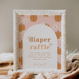 Pompoen Baby shower Luier Raffle Sign