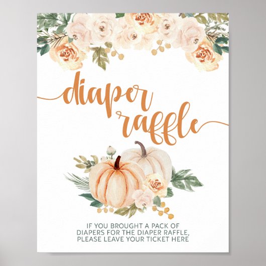 Pompoen Baby shower Luier Raffle Sign Poster (Voorkant)