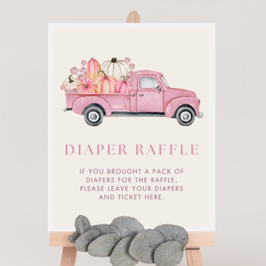 Pompoen Baby shower Luier Raffle Sign Poster