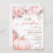Pompoen Baby shower Meisje Roze Bloemen Herfst Her Kaart (Voorkant)