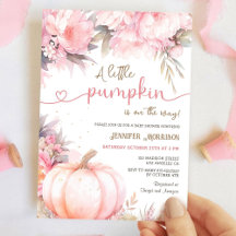 Pompoen Baby shower Meisje Roze Bloemen Herfst Her