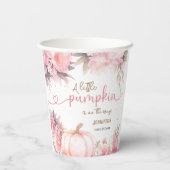 Pompoen Baby shower Meisje Roze Bloemen Herfst Her Papieren Bekers (Achterkant)