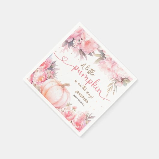 Pompoen Baby shower Meisje Roze Bloemen Herfst Pap Servet (Hoek)