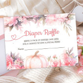 Pompoen Baby shower Meisje Roze Herfst Luier Raffl Informatiekaartje