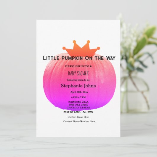 Pompoen Baby shower Meisjes Roze Abstracte QR-code Kaart (Staand voorkant)