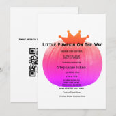 Pompoen Baby shower Meisjes Roze Abstracte QR-code Kaart (Voorkant / Achterkant)