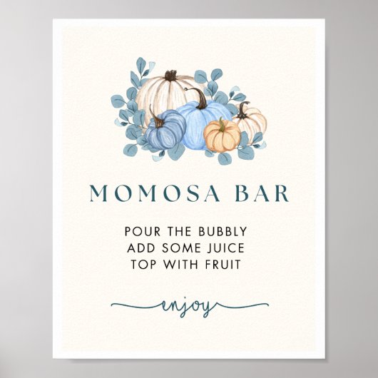 Pompoen Baby shower Momosa Bar Sign Poster (Voorkant)