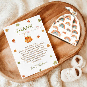 Pompoen Baby Shower Neutraal Cute Bedankt 