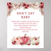 Pompoen Baby shower niet zeggen Baby spel teken Poster (Voorkant)