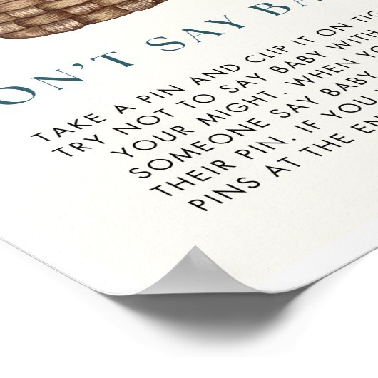 Pompoen Baby shower niet zeggen Baby spel teken Poster (Hoek)