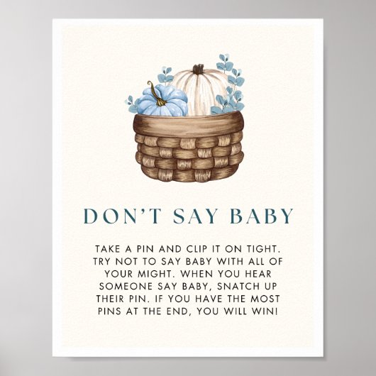 Pompoen Baby shower niet zeggen Baby spel teken Poster (Voorkant)