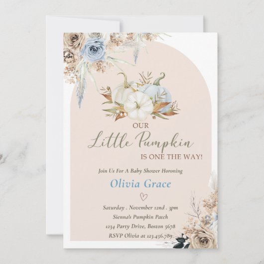 Pompoen Baby shower Onze kleine pompoen Kaart (Voorkant)