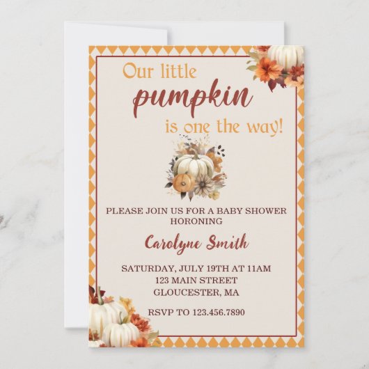 Pompoen Baby shower Onze kleine pompoen Kaart (Voorkant)