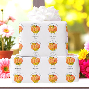 Pompoen Baby Shower Oranje Witte Inpakpapier