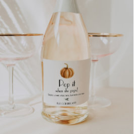 Pompoen Baby shower Pop het als ze Poppen Sparkling Wijnetiket