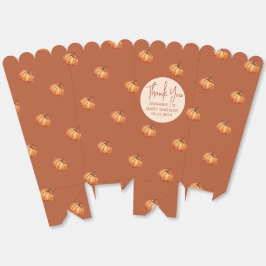 Pompoen Baby shower Popcorn Bedankdoosjes (Ongevouwen)