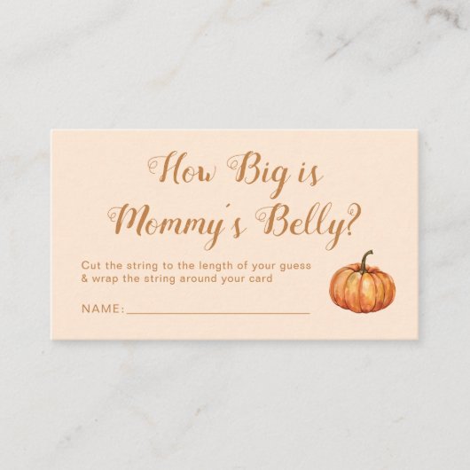 Pompoen Baby shower Raad eens hoe groot haar buik Informatiekaartje (Voorkant)