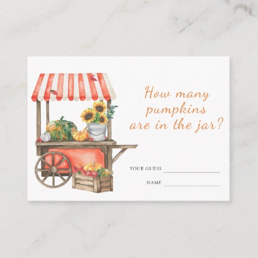 Pompoen baby shower Raad eens hoeveel pompoenen sp Informatiekaartje (Voorkant)