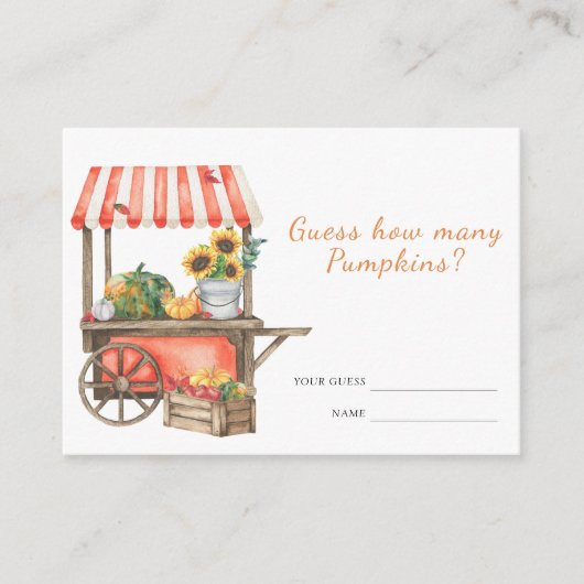 Pompoen baby shower Raad eens hoeveel pompoenen sp Informatiekaartje (Voorkant)