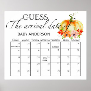 Pompoen Baby Shower Raad Verwachte Datum Kalender Poster