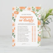 Pompoen Baby shower Raad wie mama of papa Kaart (Staand voorkant)