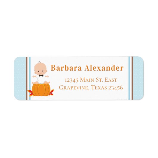 Pompoen Baby Shower Retouradreslabels Etiket (Voorkant)